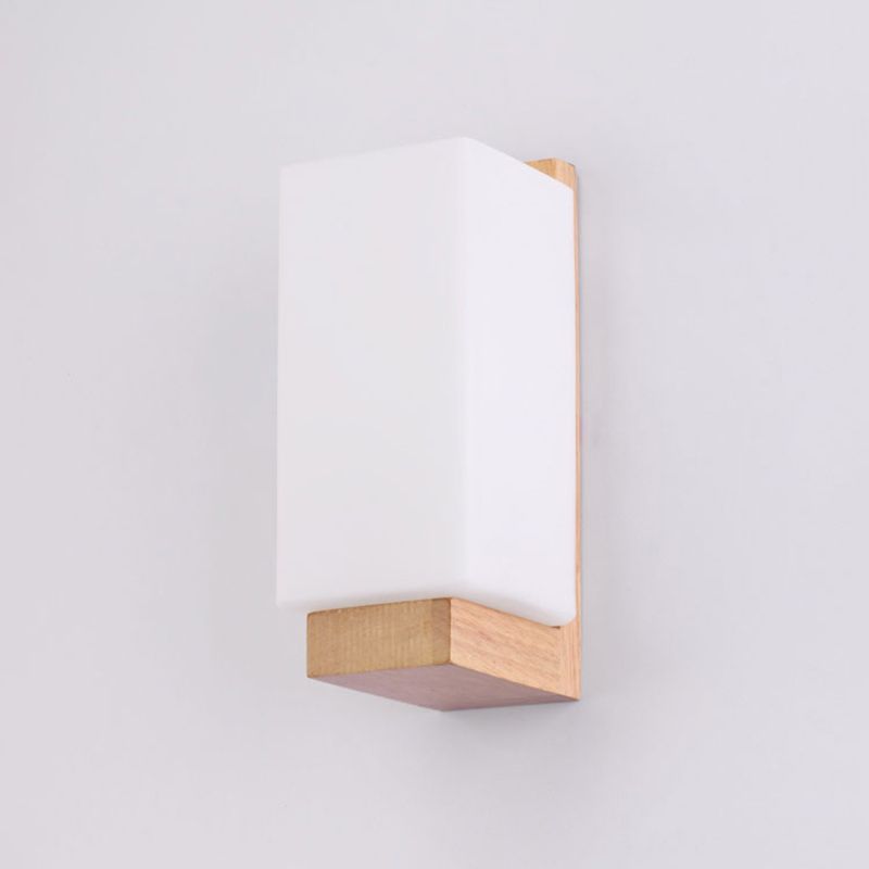 Rectangular Wall Sconce Lighting Modern Style Wood 1 Light Wall Mounted Light