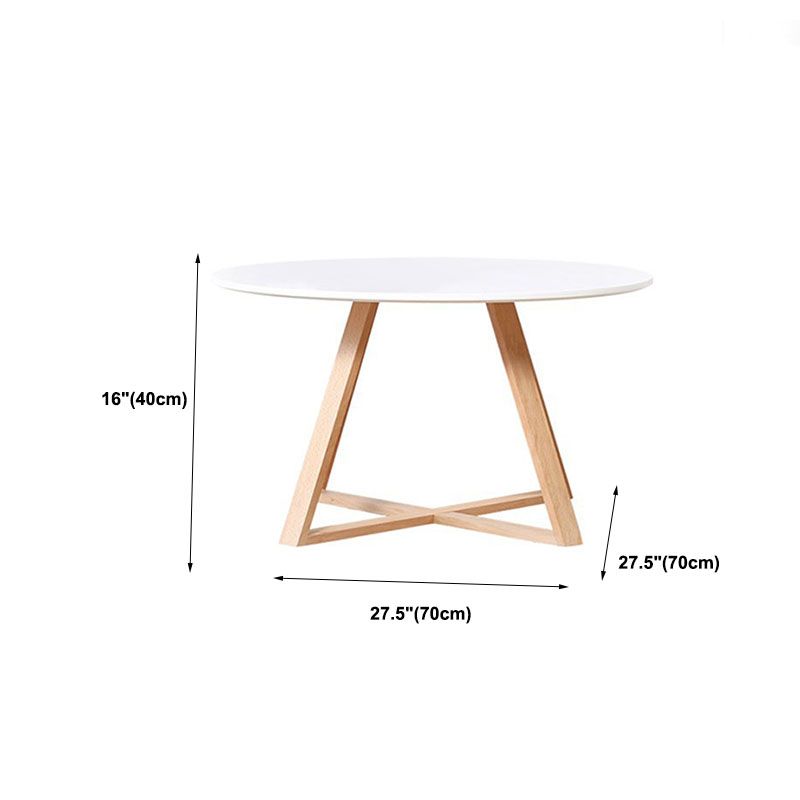 Nordic Style Round Solid Wood Table with Wooden Crossed Base Side Table