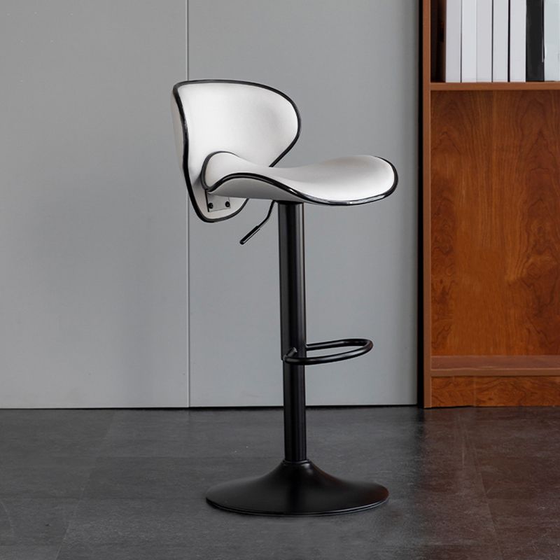 Scandinavian Metal Stool Fabric Upholstered Round Seat Counter Stool in Matte Finish