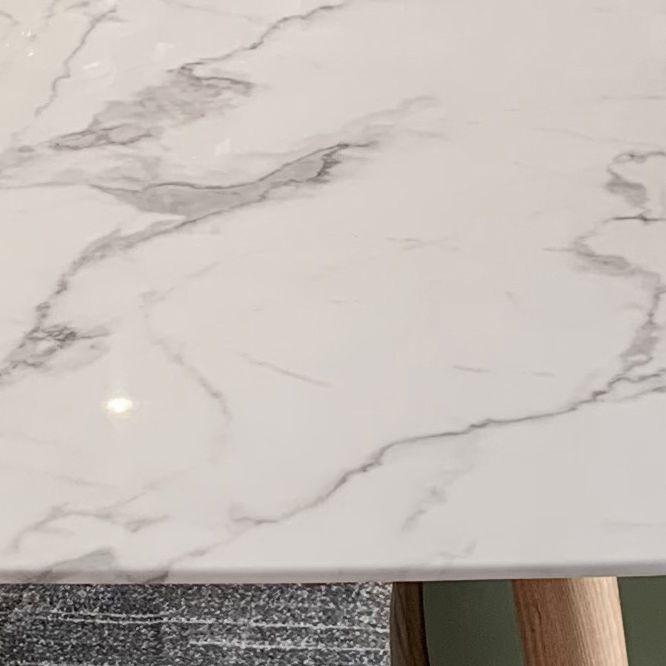 Moderner Stil gesinterte Stein Esstisch Rechtecktisch mit 4 Holzbeinen für Zuhause