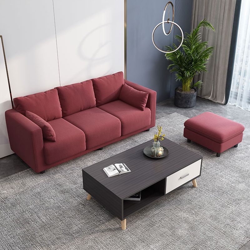 Loose Back Linen Square Arm Sofa with Slipcovered for Living Room and Apartment