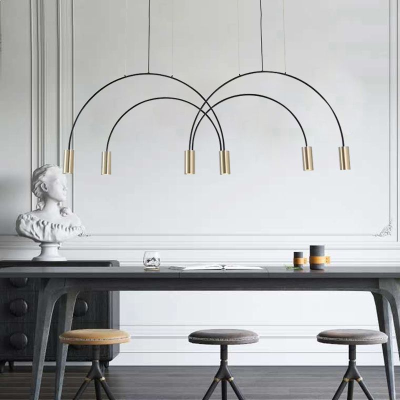 Contemporary Style Cylinder Island Lighting Ideas Metal 6 Light Island Pendant Lights
