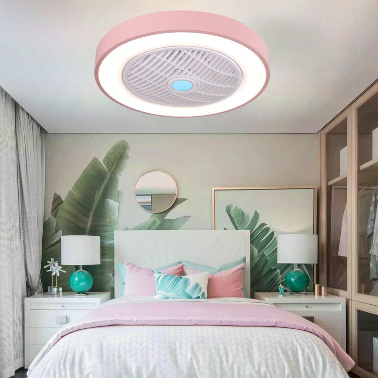 Moderne minimalistische LED -Makkaron Deckenventilator Leichter Eisenkreisendeckenleuchte mit Acrylschatten