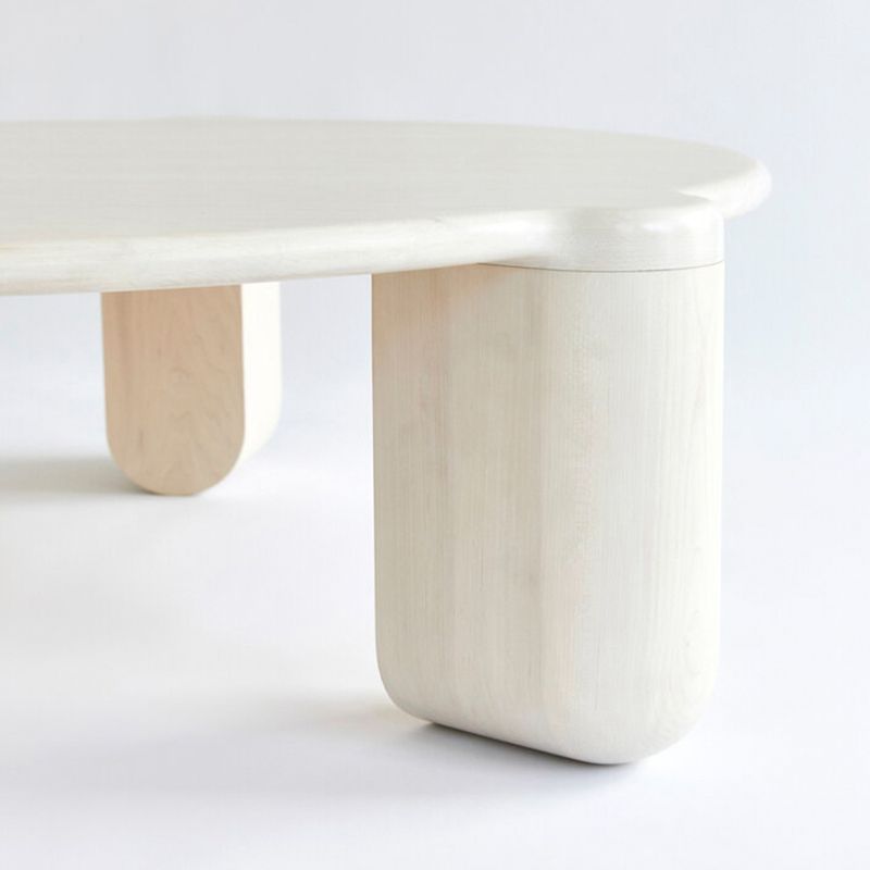 White Goose/black Oak Round Coffee Table with 3 legs Base Cocktail Table