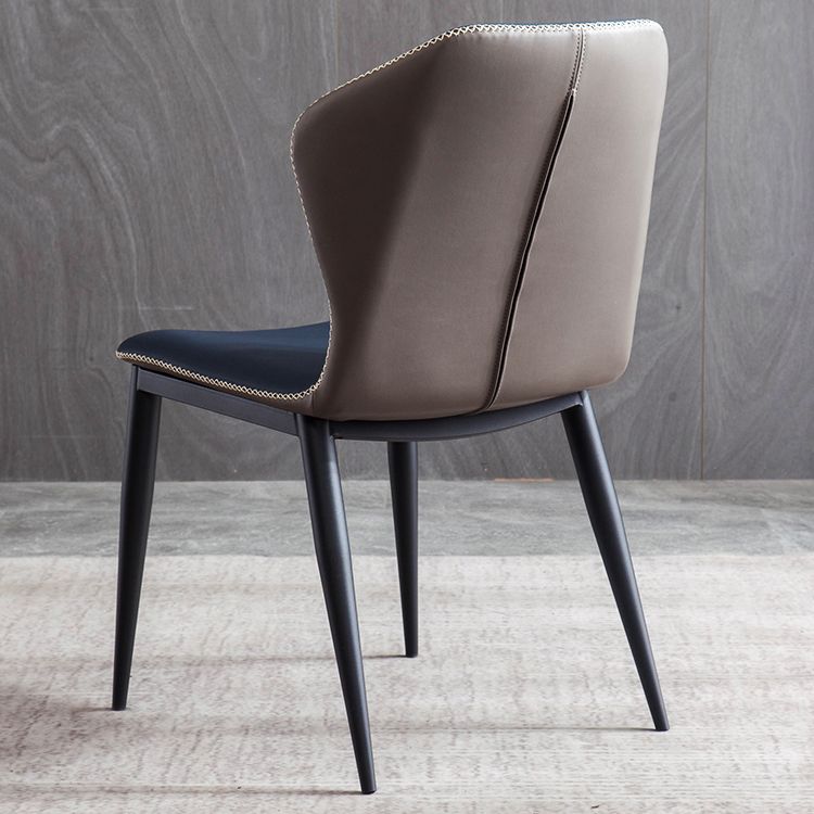 Silla de comedor de metal contemporánea, sin brazos, con respaldo para uso doméstico (juego de 2)