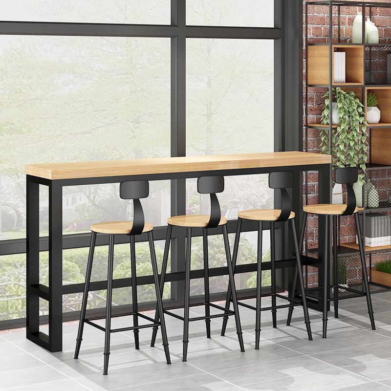 5 Pieces Modern Rectangle Solid Wood Pub Table with High Stools