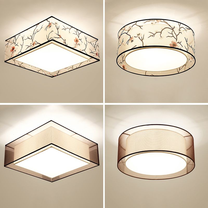 Tissu Geometrical Flush Mount Light Fixture Traditional Bedroom Flush Mount Ceiling Light