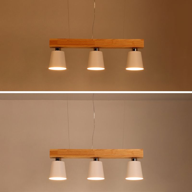 Wooden Linear Pendant Light in Modern Creative Style Wrought Iron Ceiling Light for Coffee Shop