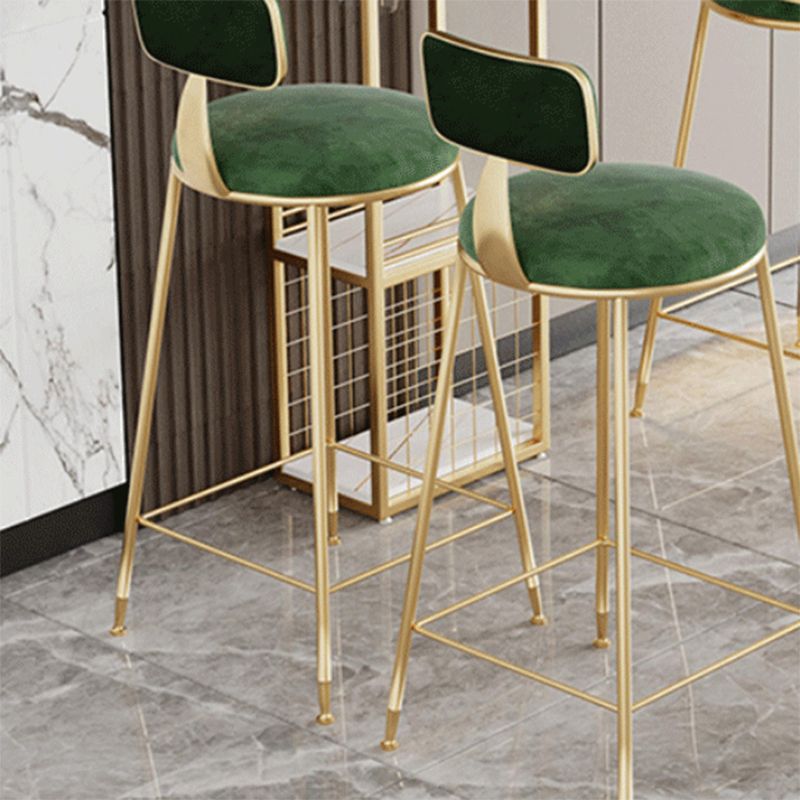 Glam Style Upholstered Counter Stool Armless Bar Stool with Footrest