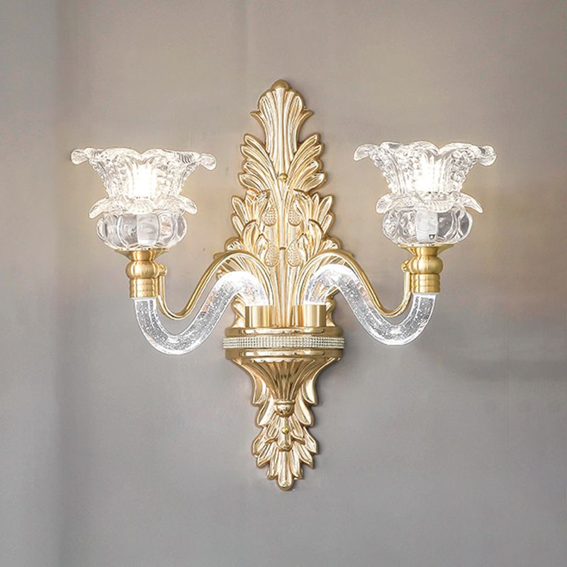 Golden 1/2-Light Modern Wall Mounted Sconce LED Crystal Wall Light