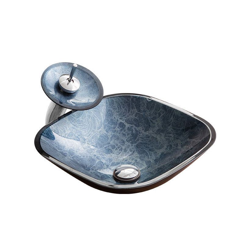 Contemporary Bathroom Sink Tempered Glass Trough Bathroom Sink