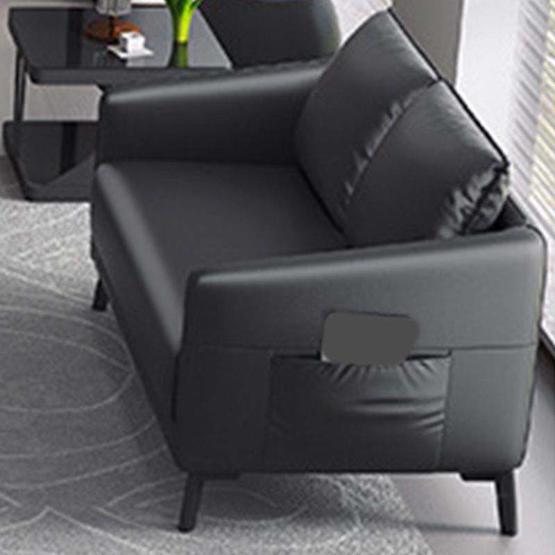 Zeitgenössischer Standardtuxedo Arm Loveat Leder Loveseat mit Kissen