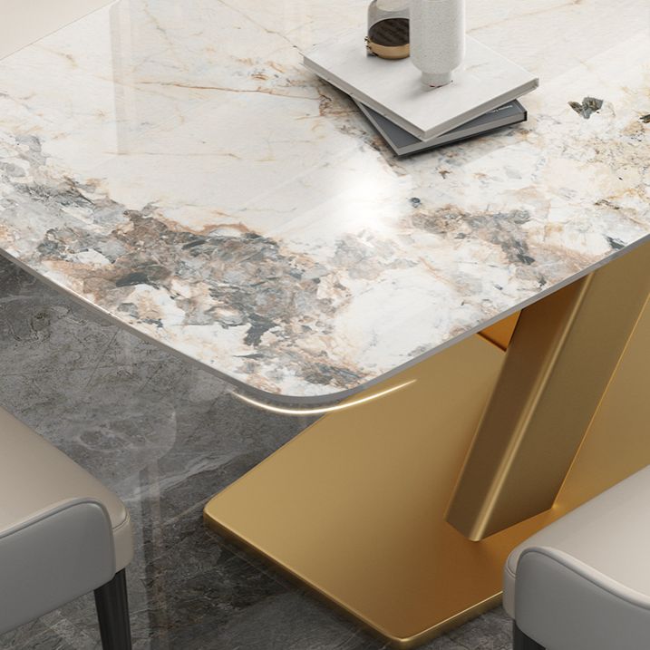 Contemporary Rectangle Shape Dining Set Sintered Stone Top Dining Table Furniture for Restaurant