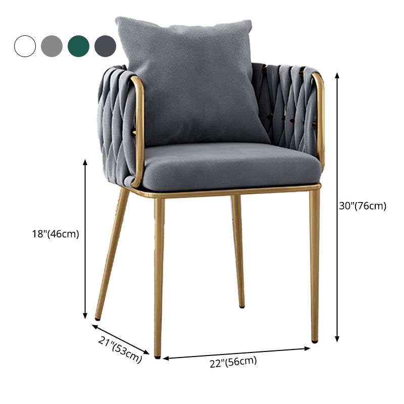 Chaises à dossier en baril rembourrées de style Glam, chaises de salle à manger en tissu de lin pour usage domestique