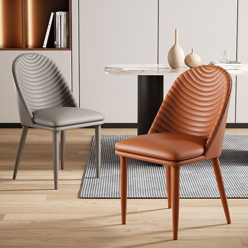 Silla de comedor de metal de estilo moderno, silla auxiliar sin brazos para cocina (juego de 2)