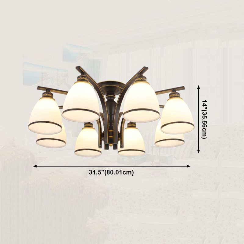 Black Semi Flush Mount Lighting Modern Style Glass Conical Semi-Flush Mount Ceiling Light