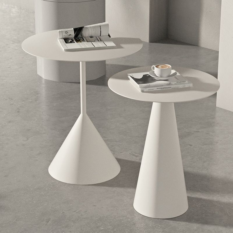 Mid-century Modern Style Round Metal Table with Pedestal Base Coffee Table