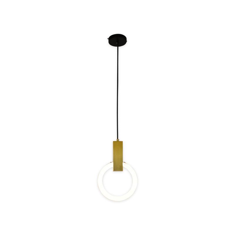 Metal Ring Pendant Lighting Fixture Simple Style LED Hanging Light Fixture in Gold