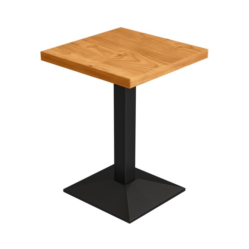 Metal Industrial Dining Table Pine Wood Top Table with Pedestal Base