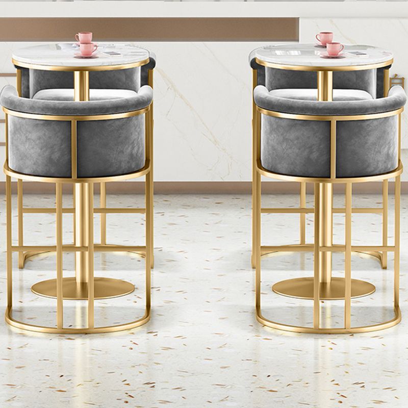 Scandinavian Footrest Upholstered Bar Stool Coffee Shop Low Back Counter Bar Stool