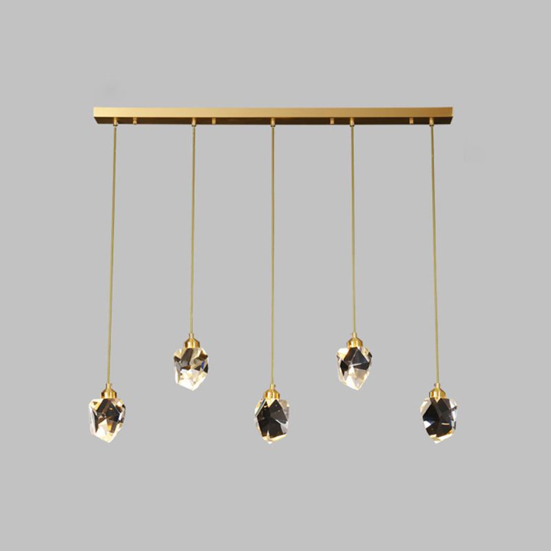 Contemporary Style Geometry Shape Island Lights Crystal Pendant Lights in Gold