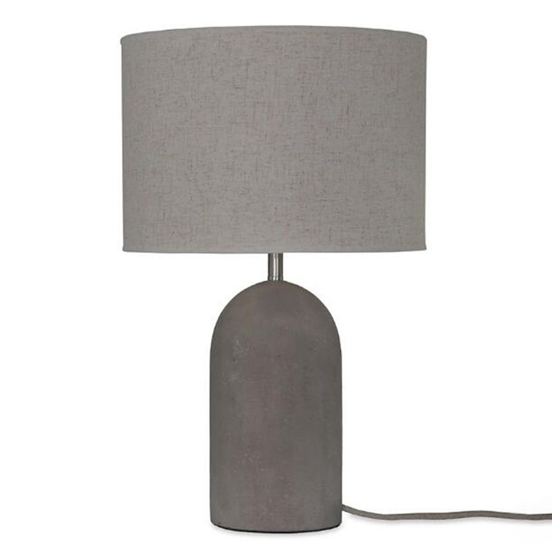 Tambour de chevet de nuit de style moderne tissu 1 table de chevet de bulbe Lumière avec base de ciment en gris