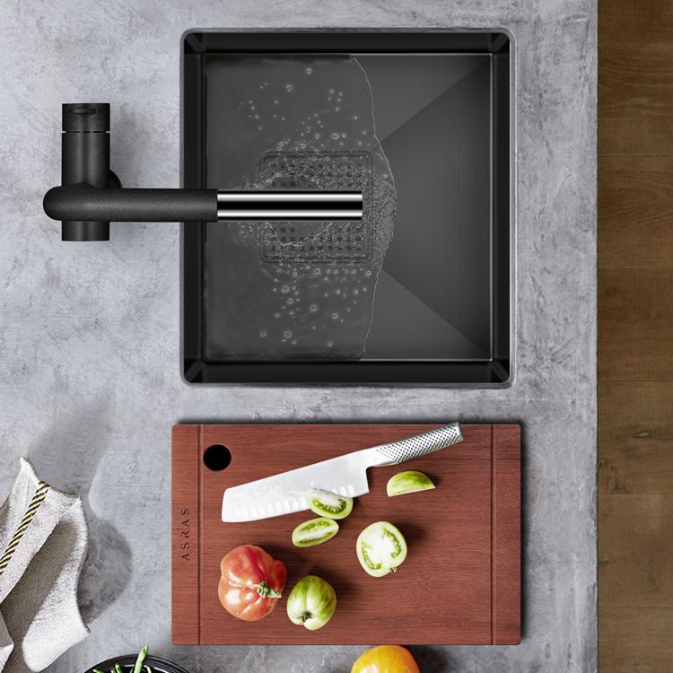 Contemporary Style Kitchen Sink Stainless Steel Overflow Hole Design Kitchen Sink