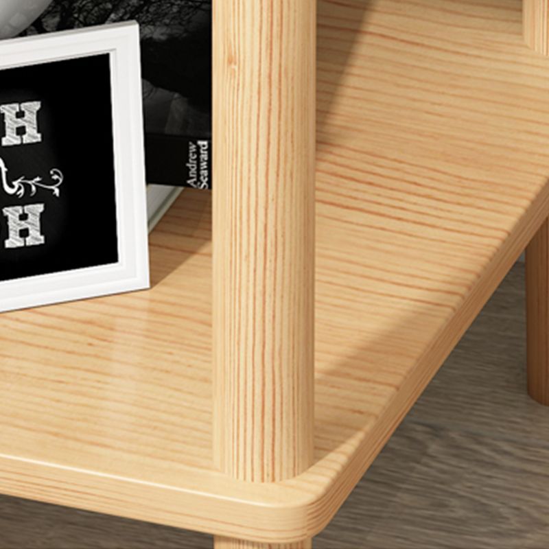 Modern Wood End Slide Table 2-Tier Corner Table with Storage