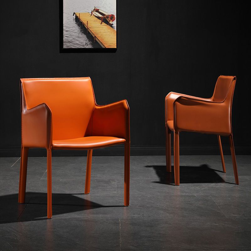 Low Back Side Chair with Leather Legs Metal Contemporary Dining Chair for Home