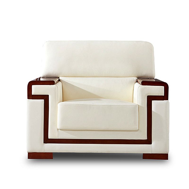 White Contemporary Sectional Square Arm Standard Sofa for Living Room, Apartment