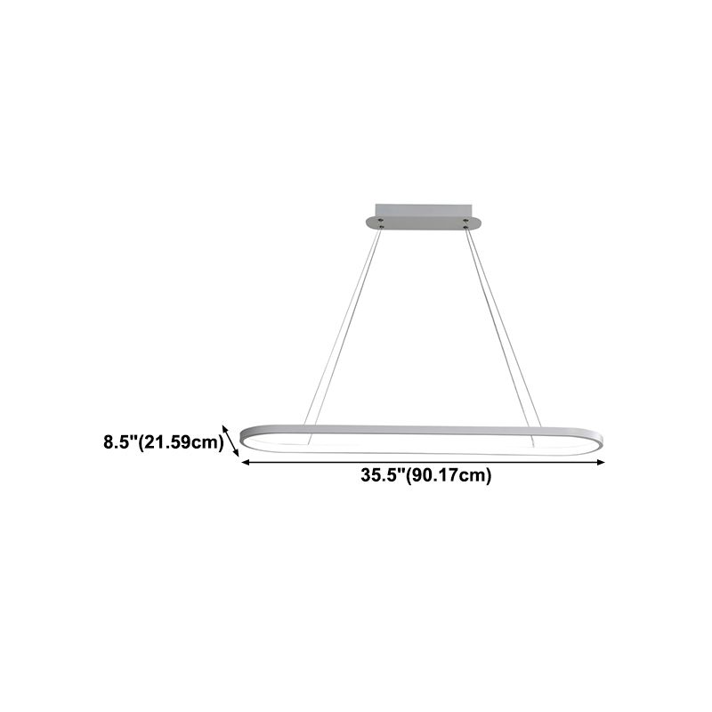 Contemporary Style Linear Shape Island Light Metal 1 Light Hanging Pendant Light in White