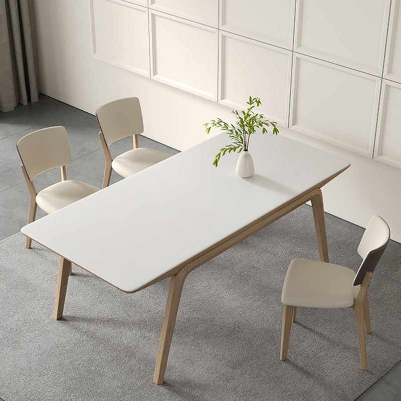 White Stone Top Rectangle Contemporary Dining Table with 4 Foot