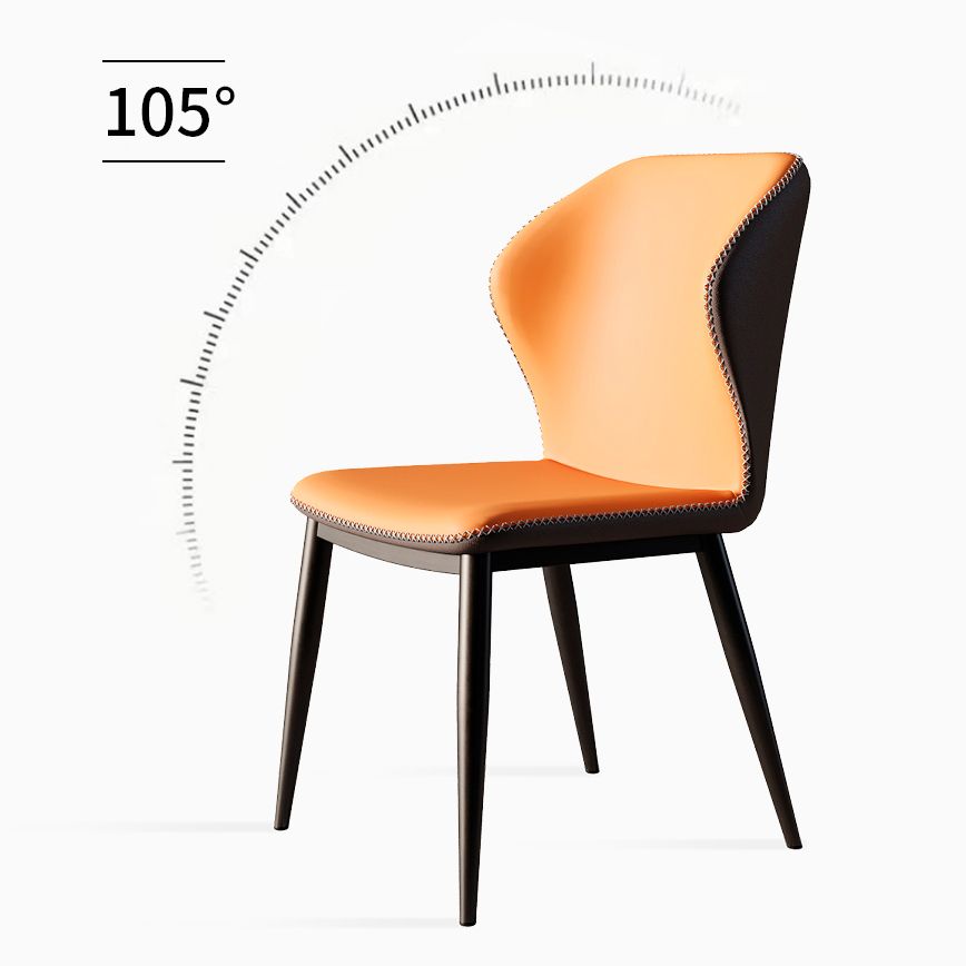 Silla de comedor de metal de estilo contemporáneo, silla lateral sin brazos con respaldo lateral para cocina
