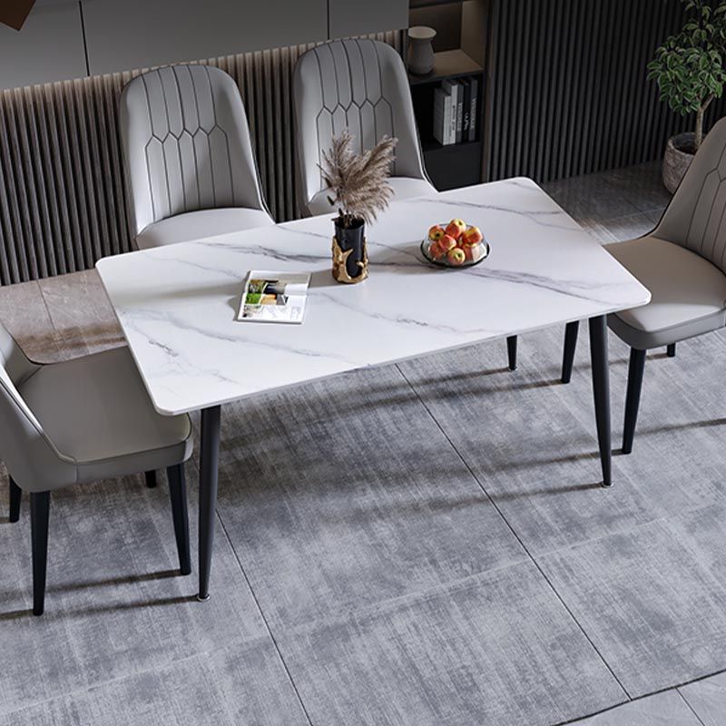 Rectangle Stone Industrial Table Standard Height Dining Table with 4 Legs