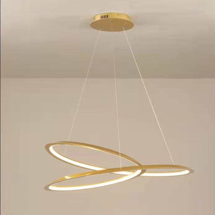 Contemporary Seamless Curves Chandelier Pendant Light Metallic Suspension Pendant Light for Living Room