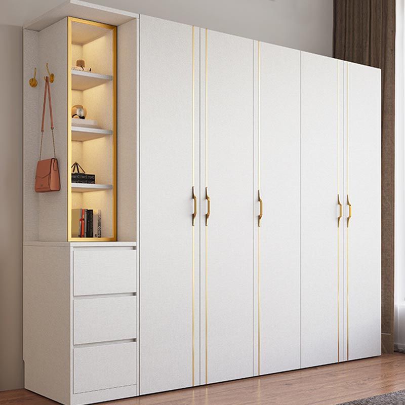 Contemporary Style Wood Wardrobe White Colour Soft Close Drawer Wardrobe Closet