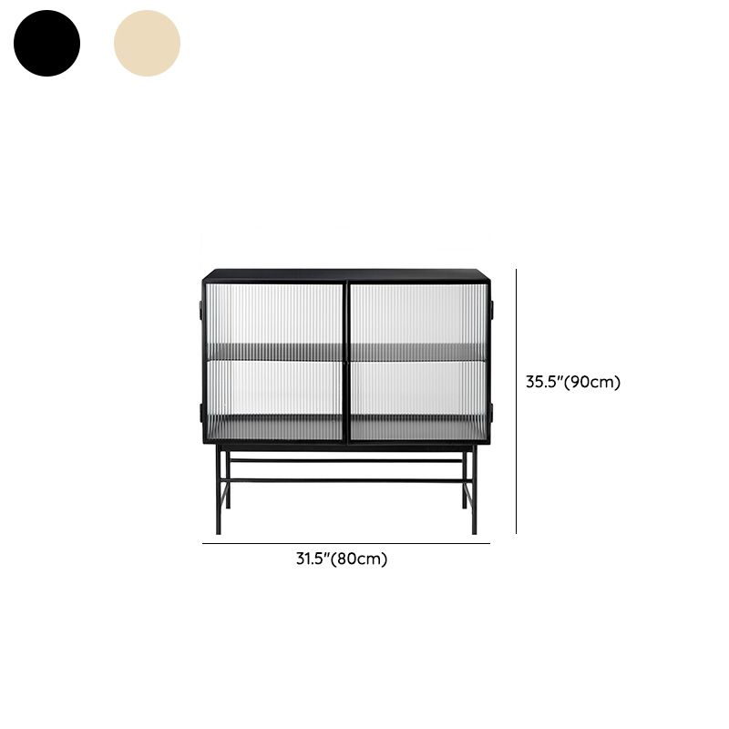 Modern Curio Cabinet Metal Glass Doors Display Cabinet for Living Room