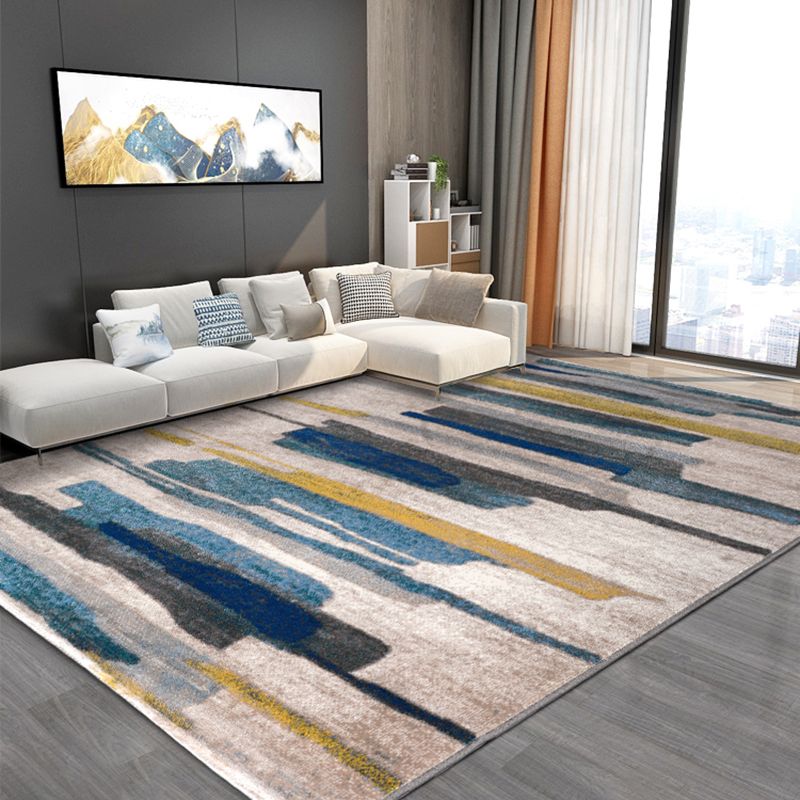 Multi-Colored Abstract Rug Polypropylene Creative Area Rug Pet Friendly Washable Easy Care Carpet for Bedroom