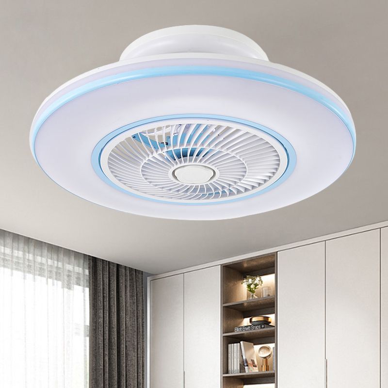 Lampada per ventole a pendolo rotondo blu/oro Modernismo LED LED Semi di montaggio Acrilico, larghezza 23 "