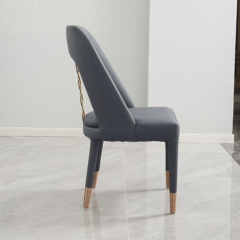 Faux Leather Home Dining Chair Open Back Dining Side Chair in Gray