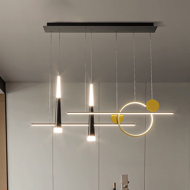 New Modern Metal LED Island Lighting Ideas 5-Light Linear Chandelier Lamp for Dining Room