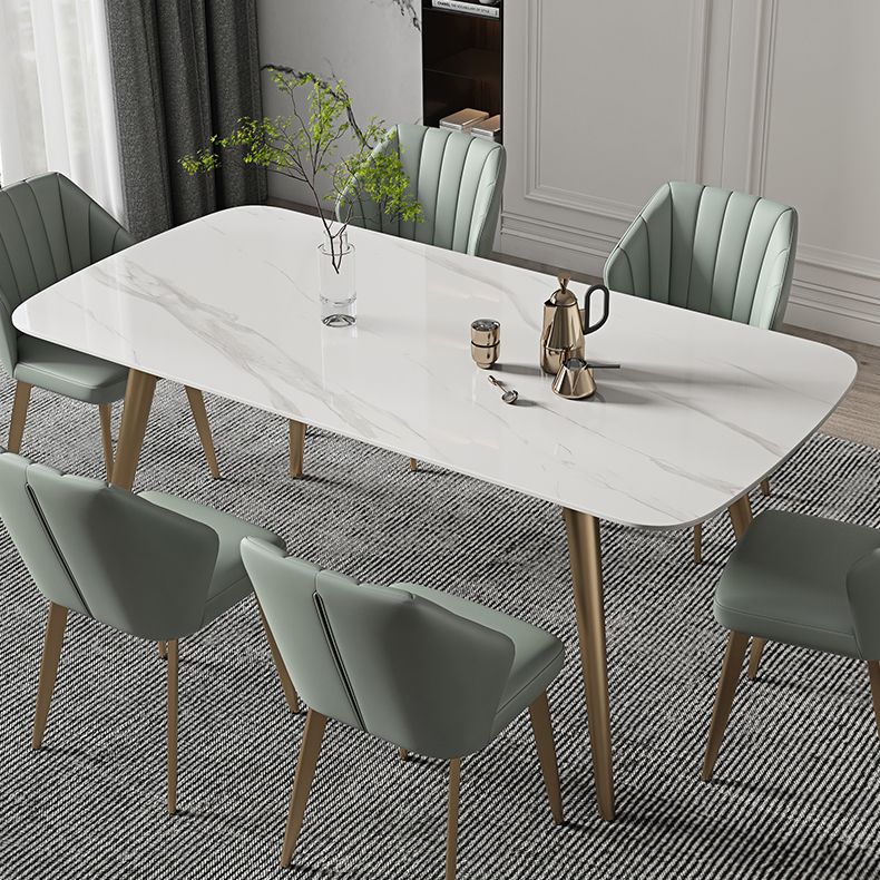 Contemporary Table Dining Set with Sintered Stone Table and Upholstered Chairs