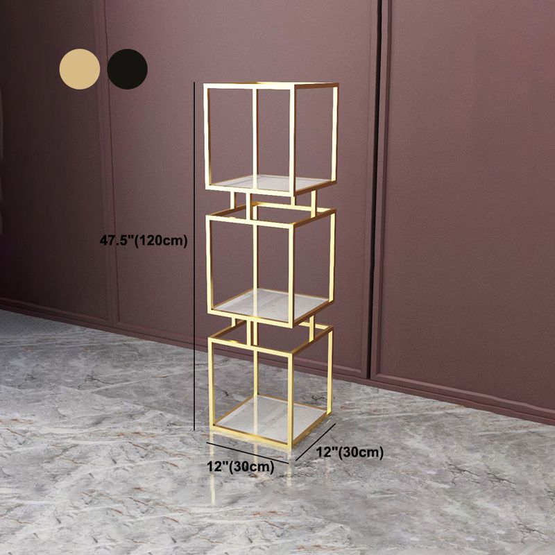 Modern Vertical Etagere Bookshelf Manufactured Wood Shelf Iron Frame Bookshelf