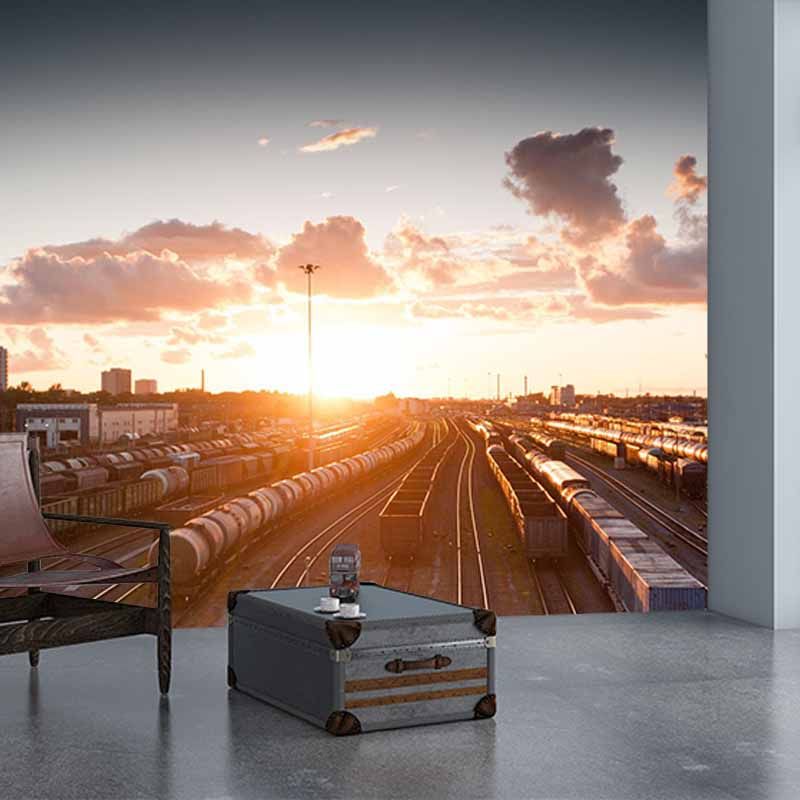 Modern Style Wall Mural Wallpaper Urban Transportation Sitting Room Wall Mural