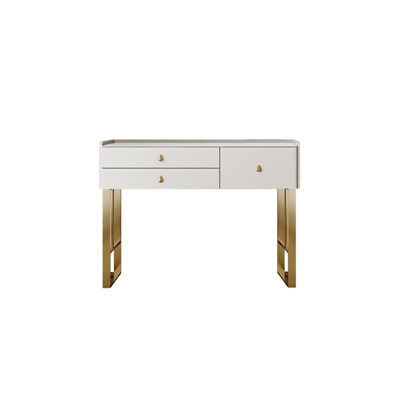 Beige Dressing Table Set with Storage Drawers Stone Top Make-up Vanity