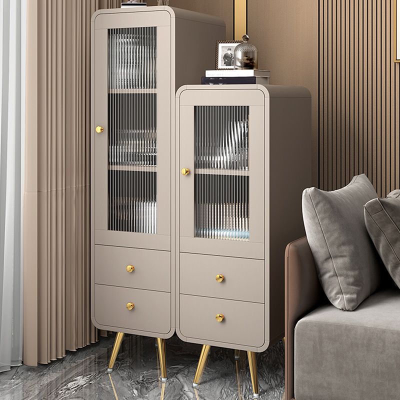 Modern 15.7" W Square Cabinet 1 Glass Door Side Cabinet with 2 Drawers