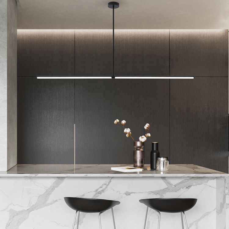 Slim Island Lighting Fixtures Metal Modern Simplicity Island Lighting Ideas for Restaurant