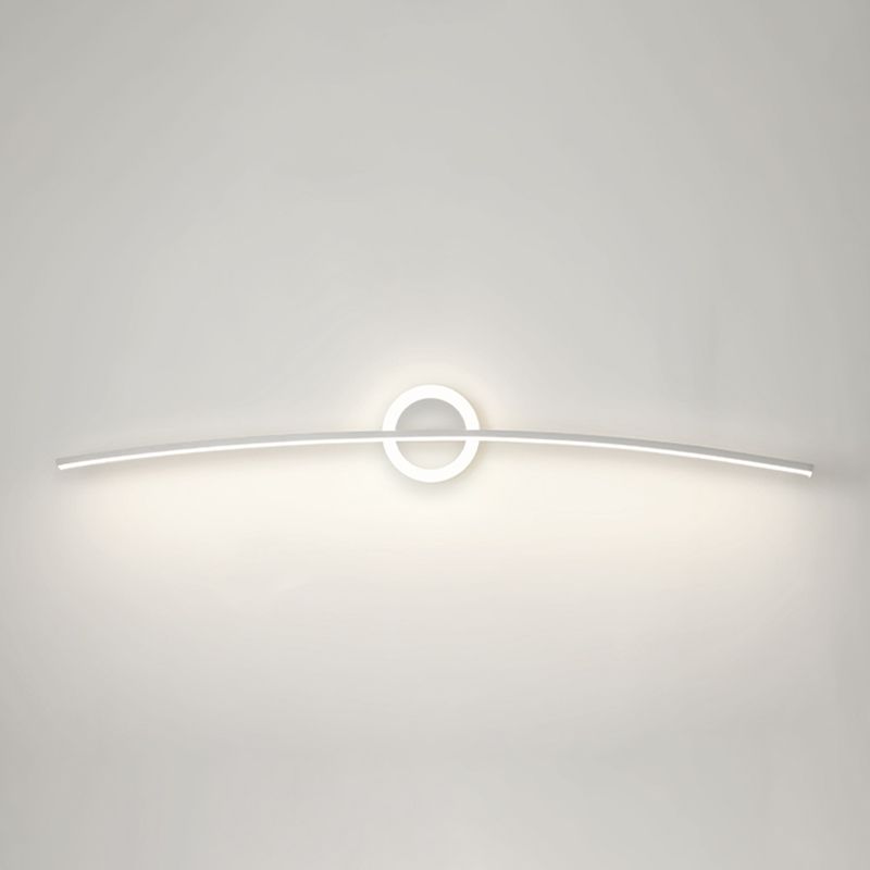 Linear Shade Metal Wall Sconce Modern Style Single Light Wall Mount Light in White