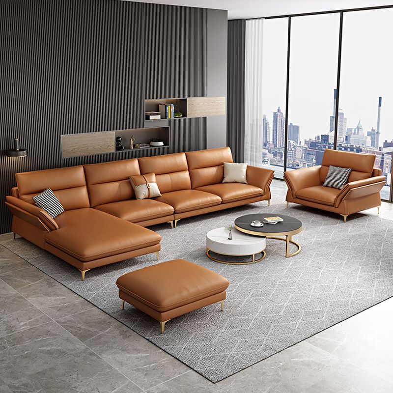 Modernism Sectional Sofa Flared Arm Cushion Back Sectional Sofa