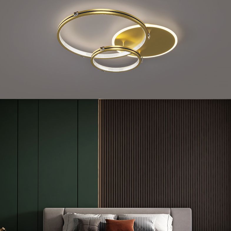 Luminaria de montaje semiempotrado de metal minimalista moderno, LED de varios anillos semiempotrado para sala de estar